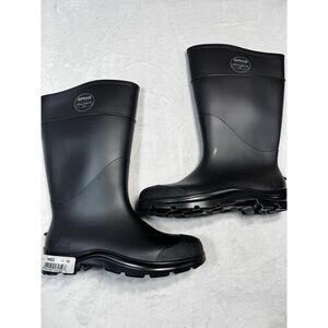 Servus Waterproof Rain Boots Mens 10 Black Rubber Pull On Mid Calf Round Toe